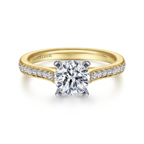 Gabriel - 14K White-Yellow Gold Round Diamond Engagement Ring Gabriel - 14K White-Yellow Gold Round Diamond Engagement Ring