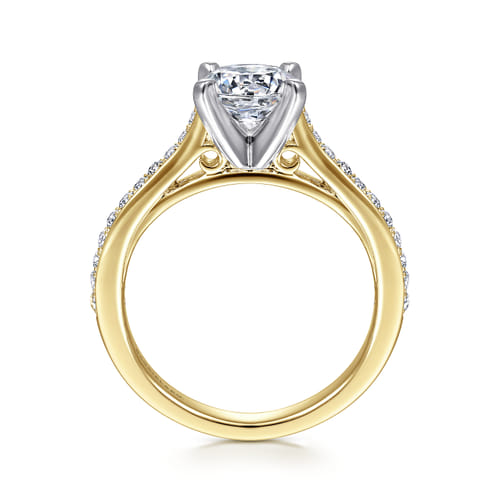 14K White-Yellow Gold Round Diamond Engagement Ring
