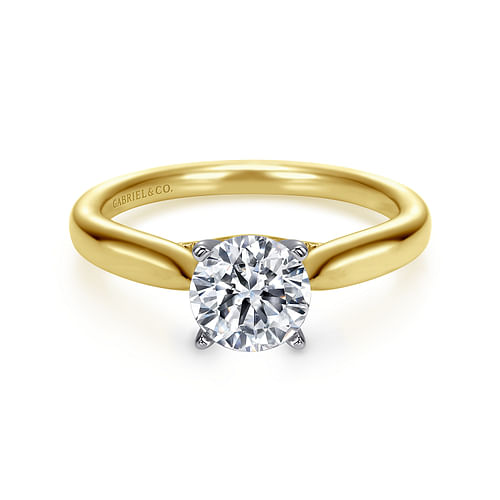 14K White-Yellow Gold Round Diamond Engagement Ring