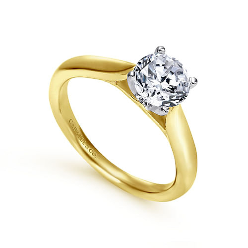 14K White-Yellow Gold Round Diamond Engagement Ring