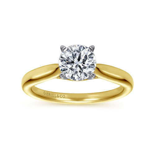 14K White-Yellow Gold Round Diamond Engagement Ring