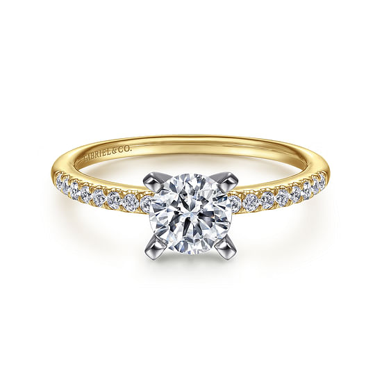 Gabriel - 14K White-Yellow Gold Round Diamond Engagement Ring