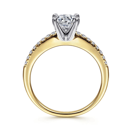 14K White-Yellow Gold Round Diamond Engagement Ring