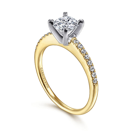 14K White-Yellow Gold Round Diamond Engagement Ring