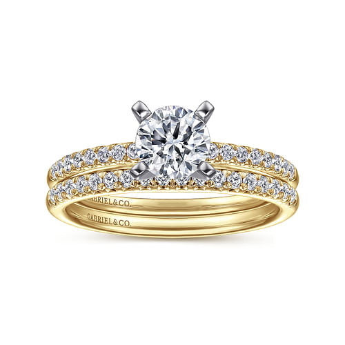 14K White-Yellow Gold Round Diamond Engagement Ring