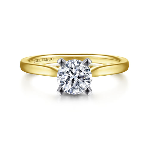 14K White-Yellow Gold Round Diamond Engagement Ring