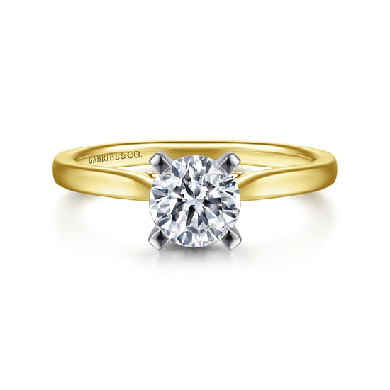 Gabriel - 14K White-Yellow Gold Round Diamond Engagement Ring