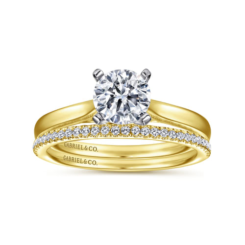 14K White-Yellow Gold Round Diamond Engagement Ring