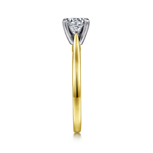 14K White-Yellow Gold Round Diamond Engagement Ring