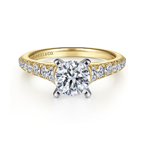 14K White-Yellow Gold Round Diamond Engagement Ring