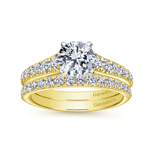 14K White-Yellow Gold Round Diamond Engagement Ring