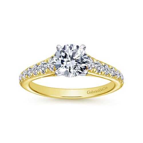 14K White-Yellow Gold Round Diamond Engagement Ring