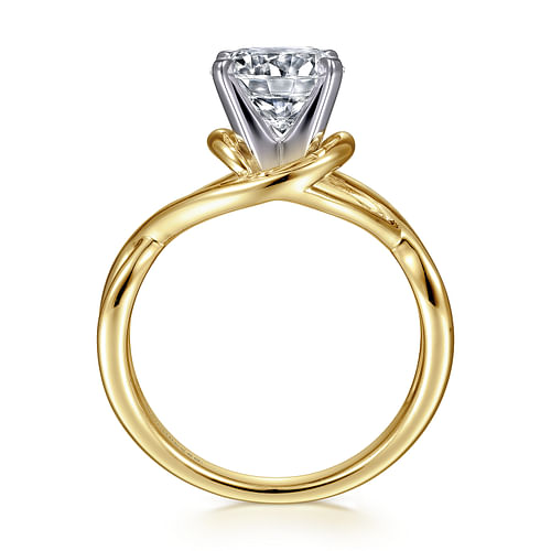 14K White-Yellow Gold Round Diamond Engagement Ring