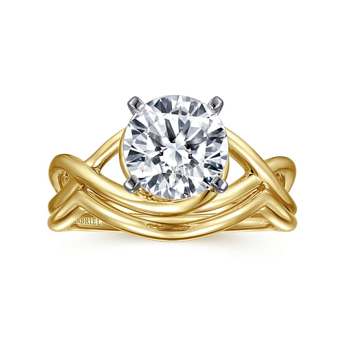 14K White-Yellow Gold Round Diamond Engagement Ring