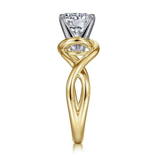 14K White-Yellow Gold Round Diamond Engagement Ring