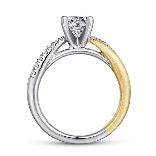 14K White-Yellow Gold Round Diamond Twisted Engagement Ring 14K White-Yellow Gold Round Diamond Twisted Engagement Ring