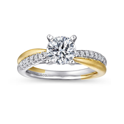 14K White-Yellow Gold Round Diamond Twisted Engagement Ring 14K White-Yellow Gold Round Diamond Twisted Engagement Ring