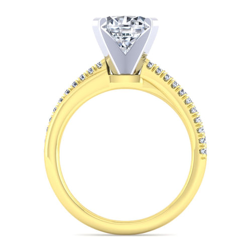 14K White-Yellow Gold Round Diamond Twisted Engagement Ring