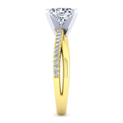 14K White-Yellow Gold Round Diamond Twisted Engagement Ring