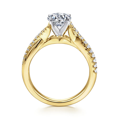 14K White-Yellow Gold Round Diamond Twisted Engagement Ring