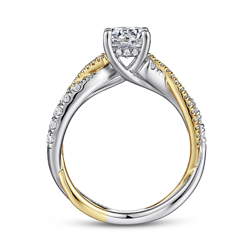 14K White-Yellow Gold Round Diamond Twisted Engagement Ring