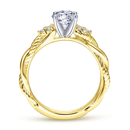 14K White-Yellow Gold Round Diamond Twisted Engagement Ring