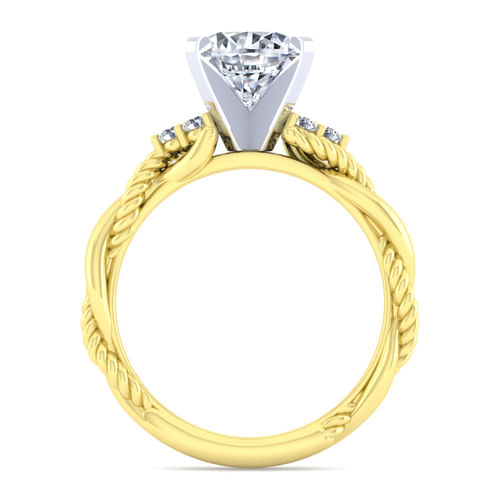 14K White-Yellow Gold Round Diamond Twisted Engagement Ring