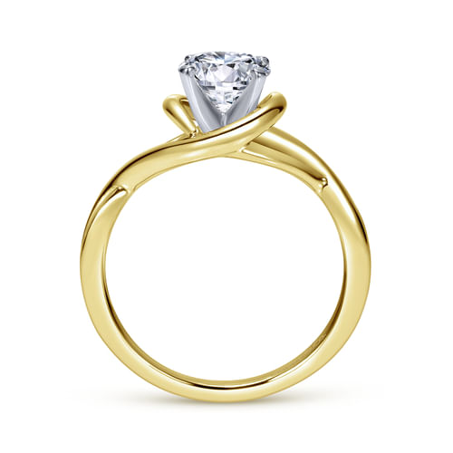 14K White-Yellow Gold Round Diamond Twisted Engagement Ring