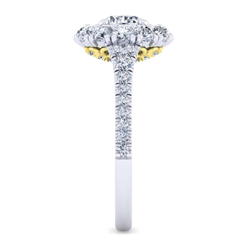 14K White-Yellow Gold Round Double Halo Diamond Engagement Ring