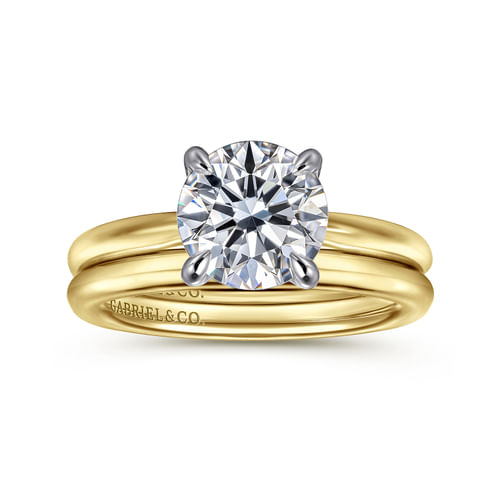 14K White-Yellow Gold Round Engagement Ring