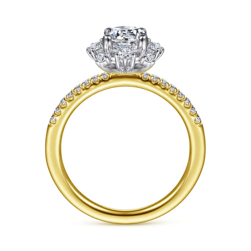 14K White-Yellow Gold Round Halo Diamond Engagement Ring