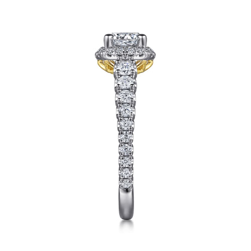 14K White-Yellow Gold Round Halo Diamond Engagement Ring