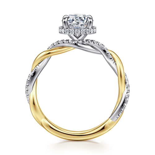 14K White-Yellow Gold Round Halo Diamond Engagement Ring