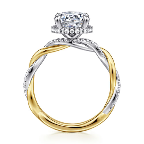14K White-Yellow Gold Round Halo Diamond Engagement Ring