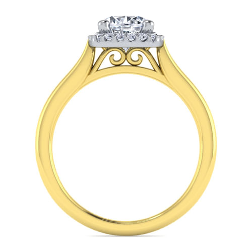 14K White-Yellow Gold Round Halo Diamond Engagement Ring