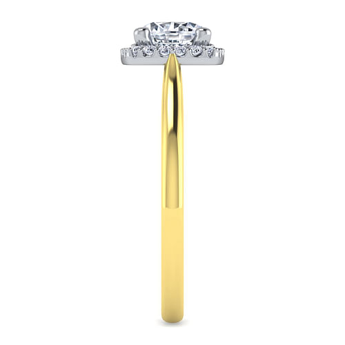 14K White-Yellow Gold Round Halo Diamond Engagement Ring