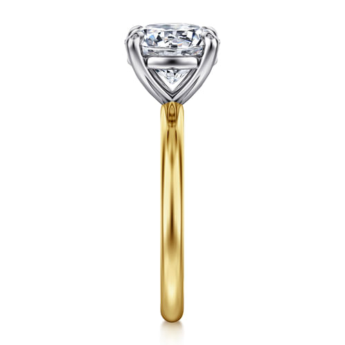14K White-Yellow Gold Round Solitaire Diamond Engagement Ring