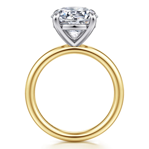 14K White-Yellow Gold Round Solitaire Diamond Engagement Ring