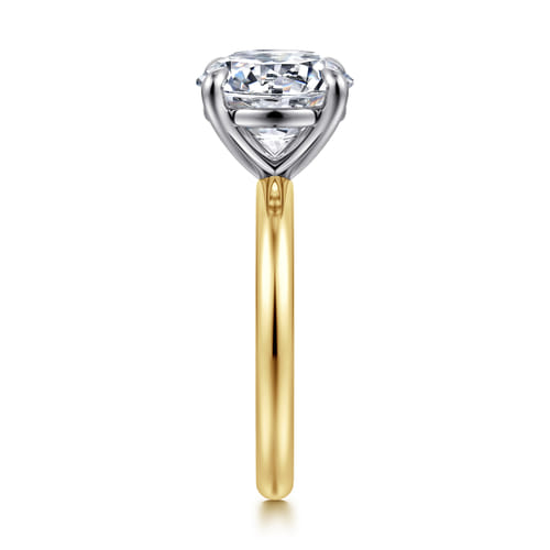 14K White-Yellow Gold Round Solitaire Diamond Engagement Ring