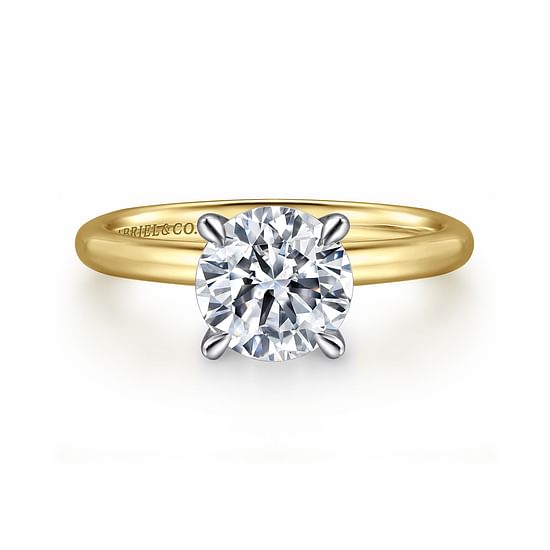 Gabriel - 14K White Gold Marquise Shape Solitaire Engagement Ring