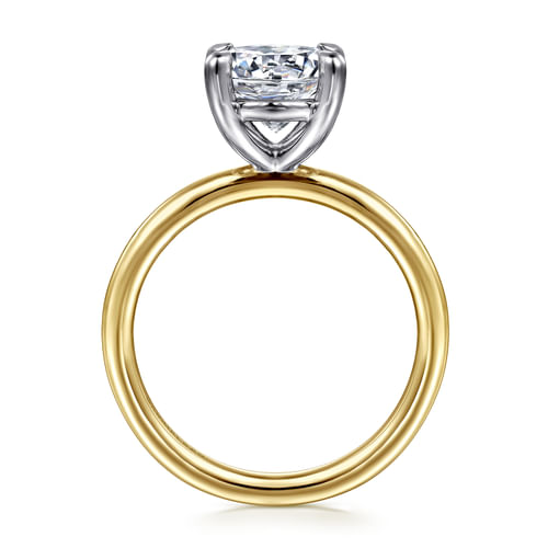 14K White-Yellow Gold Round Solitaire Diamond Engagement Ring