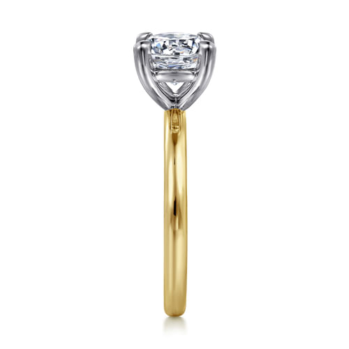 14K White-Yellow Gold Round Solitaire Diamond Engagement Ring