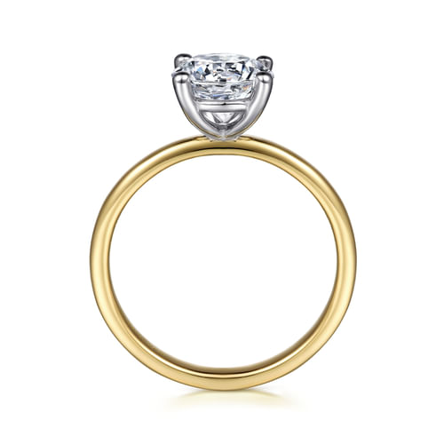 14K White-Yellow Gold Round Solitaire Diamond Engagement Ring