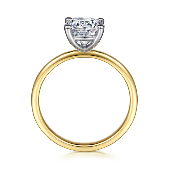 14K White-Yellow Gold Round Solitaire Diamond Engagement Ring angle 2