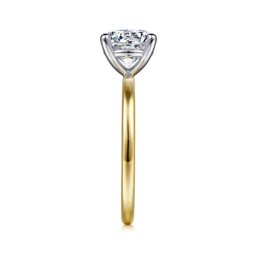 14K White-Yellow Gold Round Solitaire Diamond Engagement Ring