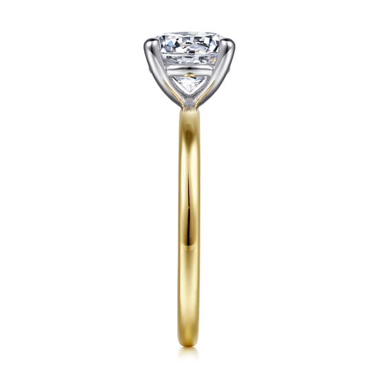 14K White-Yellow Gold Round Solitaire Diamond Engagement Ring angle 5