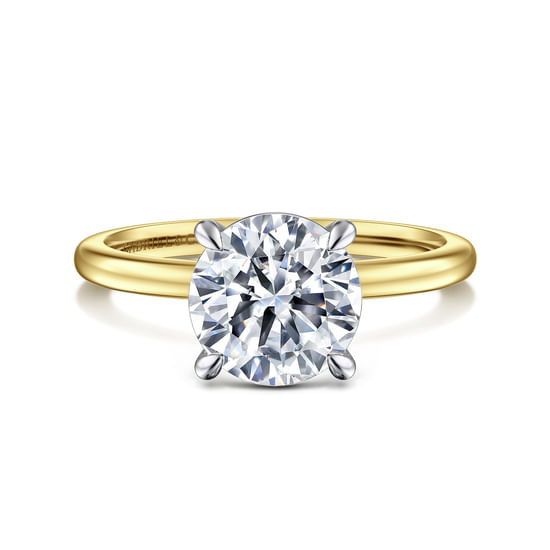 Gabriel - 14K White-Yellow Gold Round Solitaire Diamond Engagement Ring