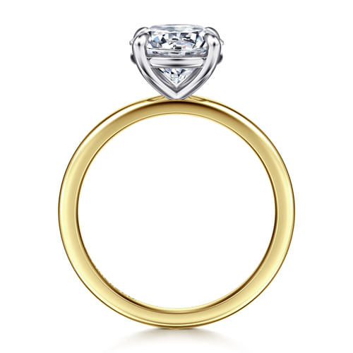 14K White-Yellow Gold Round Solitaire Diamond Engagement Ring