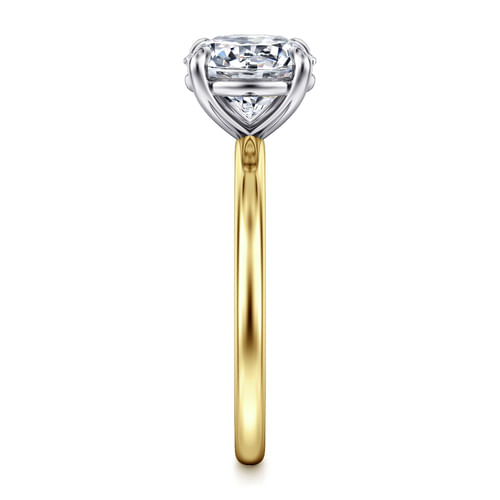 14K White-Yellow Gold Round Solitaire Diamond Engagement Ring