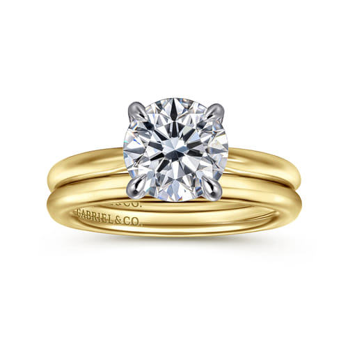14K White-Yellow Gold Round Solitaire Diamond Engagement Ring 14K White-Yellow Gold Round Solitaire Diamond Engagement Ring